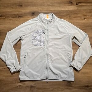 Peter Millar MEDIUM Crown Sport Flex Adapt Windcheater Gray Camo Golf Jacket